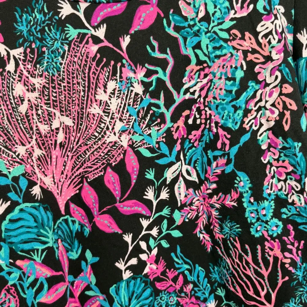 Lilly Pulitzer Jansen Sweatshirt S NWOT Onyx Twilight Coral Pink Blouse Coastal